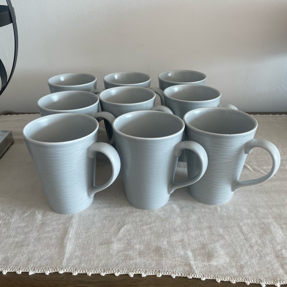 Set of 9 Noritake Gray on Gray Swirl Mug